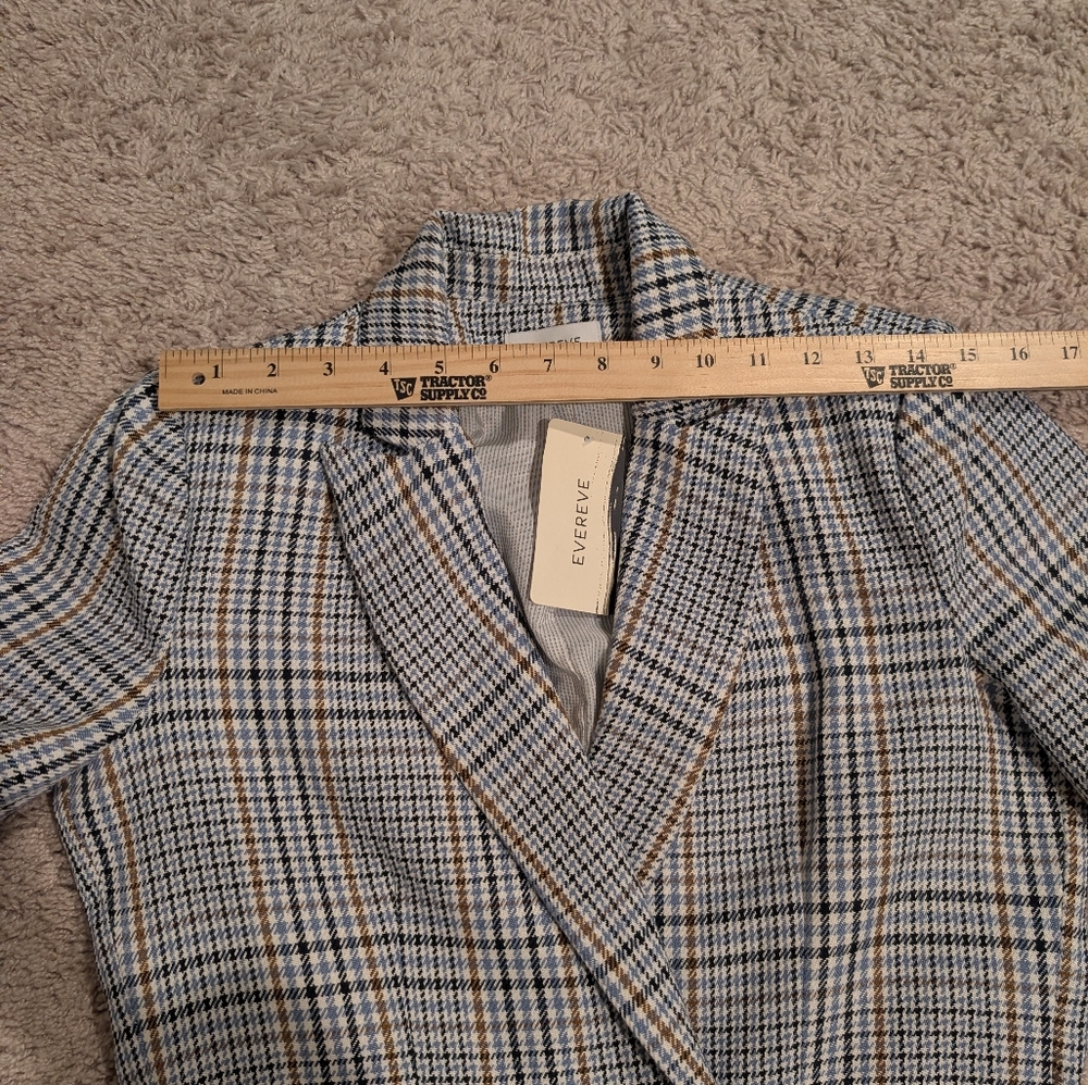 NWT Evereve Ivy Plaid Double-Breasted Blazer with Pinstripe Lining - Picture 8 of 10